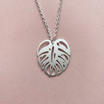 Silver Plated Monstera Leaf Necklace, 3 of 4