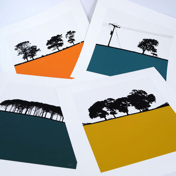 Landscape Square Print Guiseley View Two Grey Green, 3 of 7
