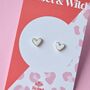 Mini White Heart Enamel Stud Earrings, thumbnail 1 of 2