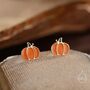 Sterling Silver Enamel Pumpkin Stud Earrings, thumbnail 4 of 12