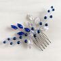 Silver Leaf And Blue Pearl Hair Comb, thumbnail 2 of 8