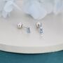 Extra Tiny Aquamarine Blue Baguette Cz Screw Back Earrings, thumbnail 3 of 11