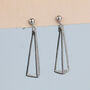 Sterling Silver Pyramid Dangle Stud Earrings, thumbnail 1 of 5