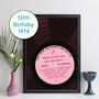 50th Birthday Print Music Day You Were Born 1974 Record, thumbnail 1 of 12