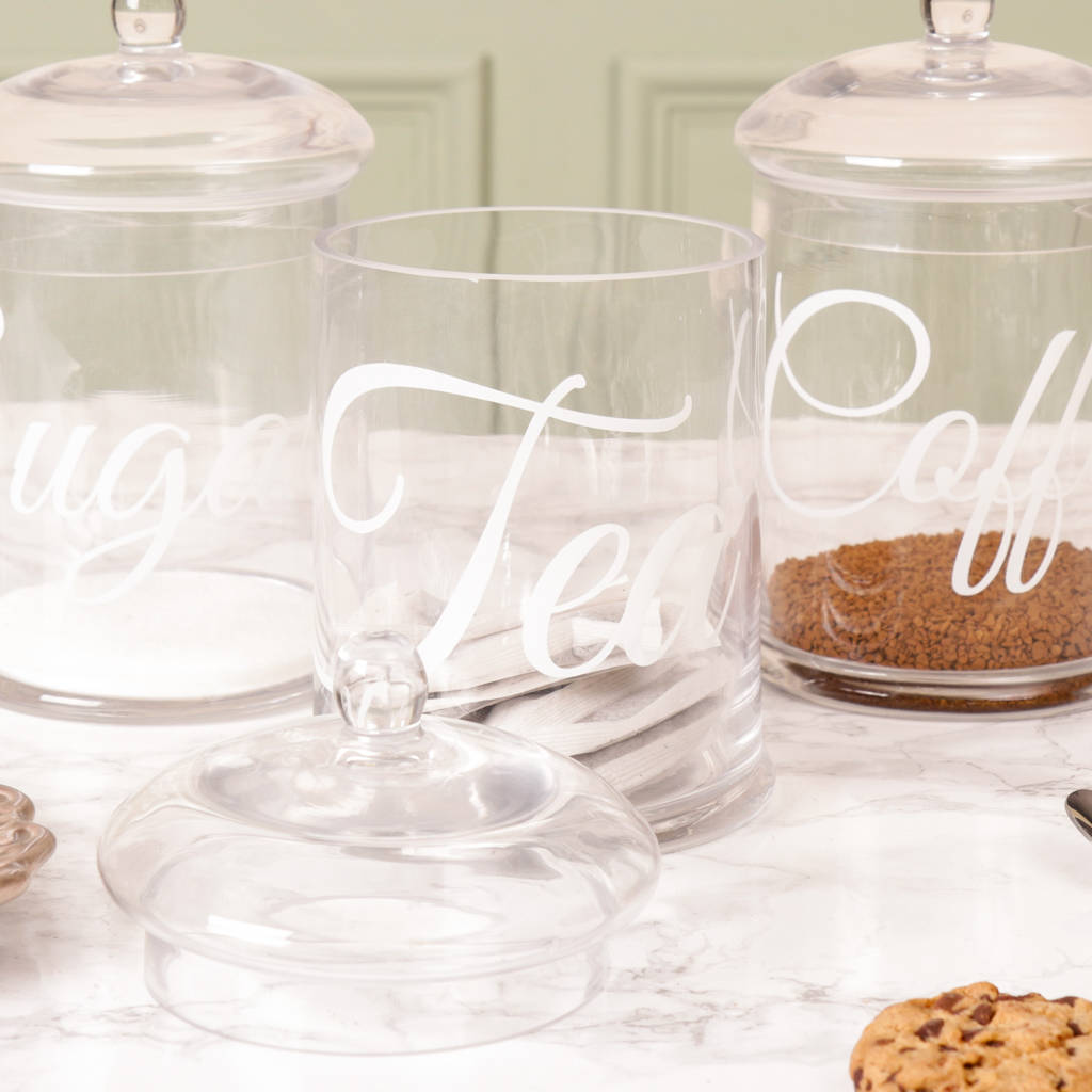 Contemporary Glass Tea, Coffee And Sugar Canisters By Dibor