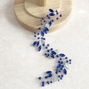 Royal Blue Crystal Hair Vine, 4 of 6