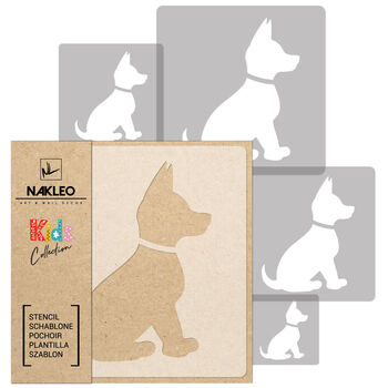 Reusable Plastic Stencils Five Pcs Dog With Brushes, 2 of 5