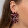 Red Cluster Star Crystal Drop Earrings, thumbnail 1 of 3