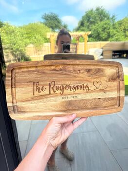 Mr And Mrs Wedding Engraved Chopping Charcuterie Board, 4 of 6