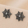 Black Sterling Silver Spider Web Stud Earrings, thumbnail 1 of 3