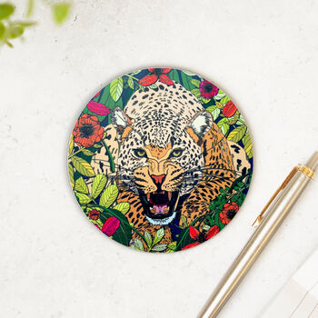 Round Coaster Wild Cat Leopard Heat And Stain Proof, 4 of 9