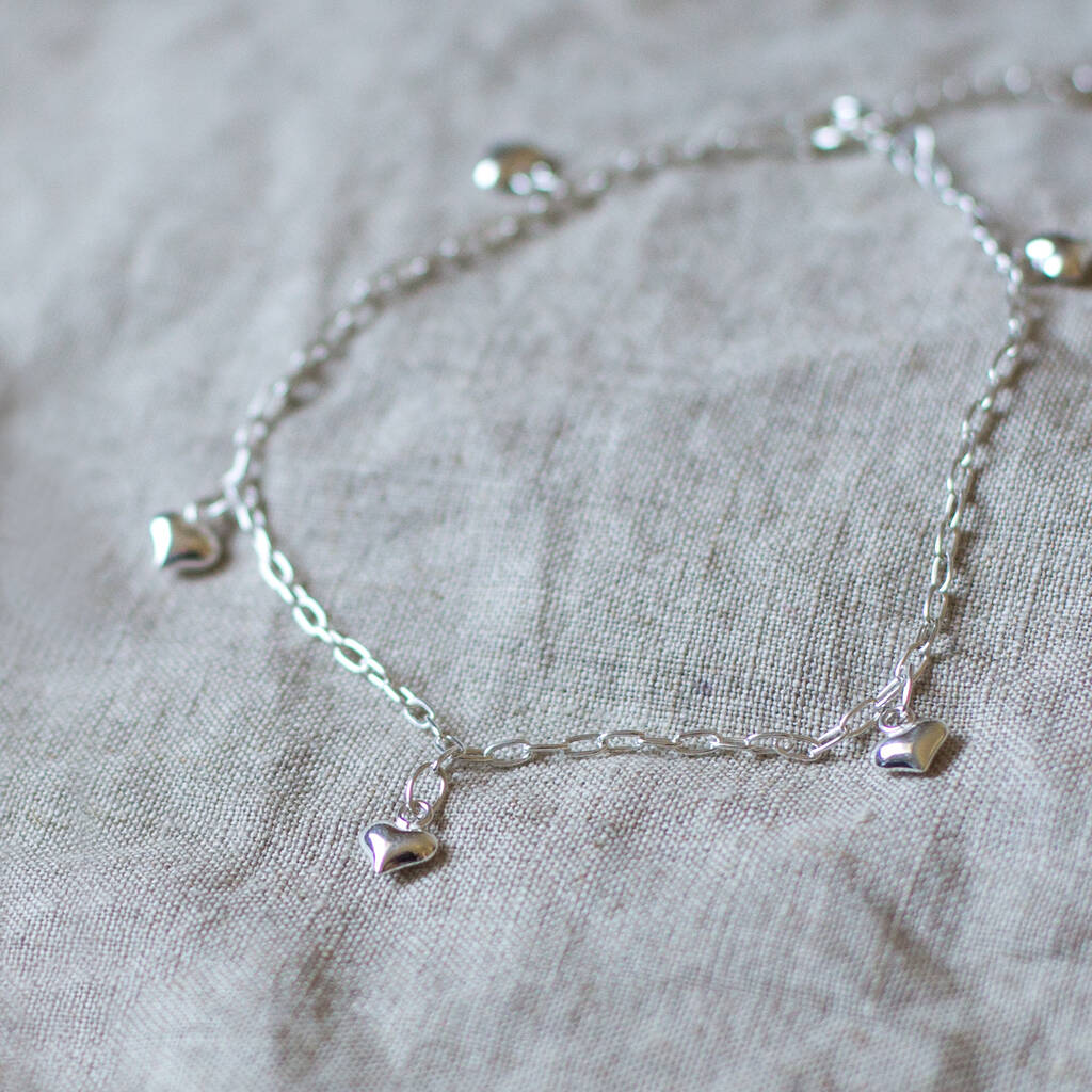 Sterling Silver Heart Anklet By Home & Glory | notonthehighstreet.com