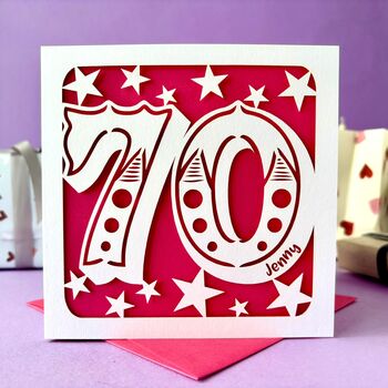 Big Number Personalised 70th Birthday Card, 2 of 4