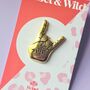 Rock Hand Sign Enamel Pin Music Lover Gift, thumbnail 2 of 4