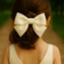 Sugar Cream Bow Barrette With A Pink Satin Drawstring Bag, thumbnail 1 of 5