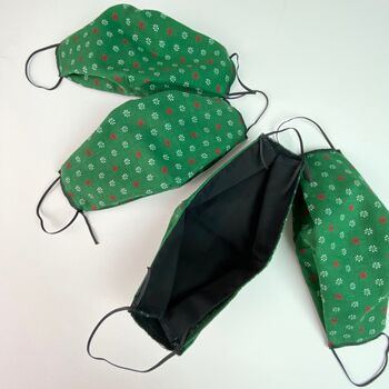 Green Patterned Cotton Face Mask Reusable, 2 of 3