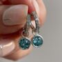 Sterling Silver Sparkly Crystal Charm Huggies March, thumbnail 1 of 8
