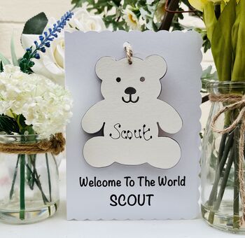 Personalised New Baby Girl Welcome World Keepsake Card, 2 of 5
