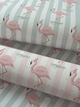 Personalised Pink Flamingo Wrapping Paper, 6 of 6