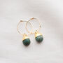 Gold Filled Emerald Hoop Earrings, thumbnail 2 of 3
