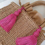 Boho Wicker Tassel Tote Summer Bag, thumbnail 9 of 12