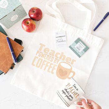 Thank You Teacher Gift Set With Mug, Tote Bag, Bracelet And Chocolate, 3 of 8