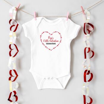 Personalised Daddy's Little Valentine Heart Name Babygrow Or Sleepsuit, 3 of 5