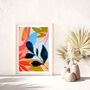 Abstract Blue Leaf Art Print, thumbnail 2 of 11
