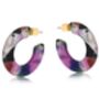 Hortense Flat Oval Resin Hoop Earrings Purple / Black, thumbnail 1 of 2