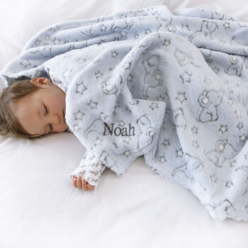 Personalised Soft Blue Elephant Motif Baby Blanket, 2 of 4