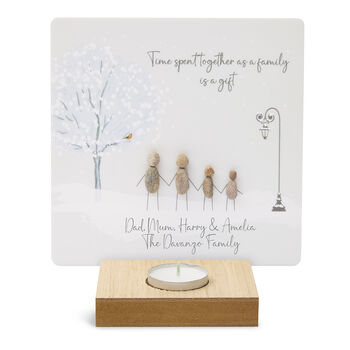 Personalised Pebble Family Christmas T Light Holder, 3 of 3