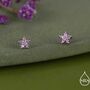 Sterling Silver Tiny Pink Cz Flower Stud Earrings, thumbnail 1 of 12