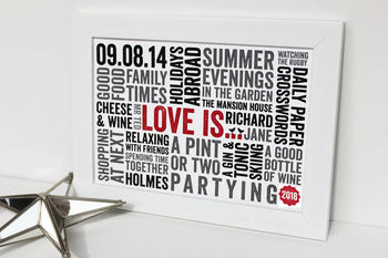 Personalised 'Love Is' Typography Print, 2 of 4
