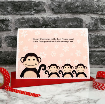 'Three Little Monkeys' Christmas Card From Children, 3 of 4