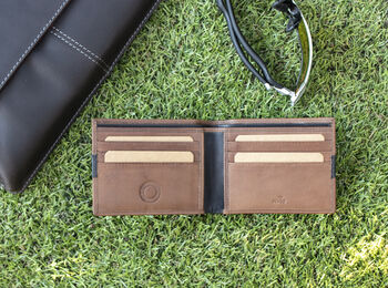 Personalised Brown English Leather Card Holder Wallet, 6 of 10