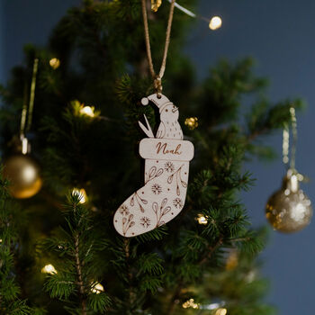 Bird In Stocking Personalised Christmas Decoration, 2 of 2