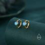 Sterling Silver Turquoise Huggie Hoop Earrings, thumbnail 4 of 10