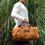 Genuine Leather Holdall Duffel Weekender, thumbnail 5 of 12