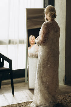 Long Sleeved Wedding Dress Cover | Lace Kimono Cape, 4 of 10