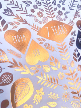 Personalised 7th Anniversary Copper Family Tree Print, 5 of 7