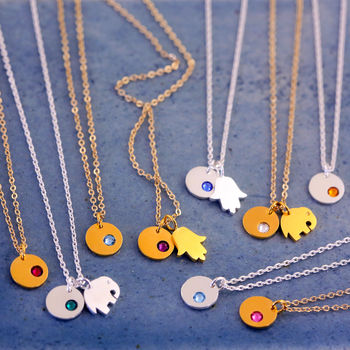 Mini Birthstone Disc Necklace On Gift Card, 5 of 12