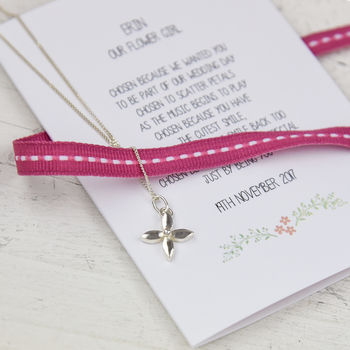 Silver Flower Girl Necklace And Personalised Poem Card, 3 of 8