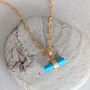 The T Bar Turquoise Necklace, Gold Plated, thumbnail 6 of 9