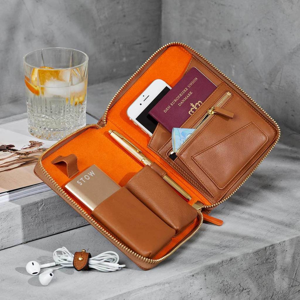 personalised luxury leather mini tech case by stow | notonthehighstreet.com