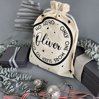 Personalised Christmas Eve Bag Two Natural With Black, 5 of 12