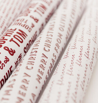 Christmas Personalised Red Typographic Wrapping Paper, 4 of 5