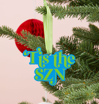 Trio Of Colourful Slogan Christmas Tree Decorations, 4 of 4