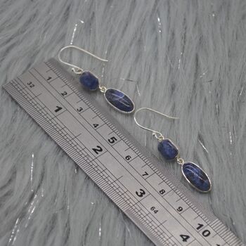 Blue Sapphire Earrings: Silver, Dangle Drop, September Birthstone, 6 of 6