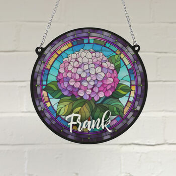 Hydrangea Personalised Stained Glass Effect Suncatcher, 3 of 7