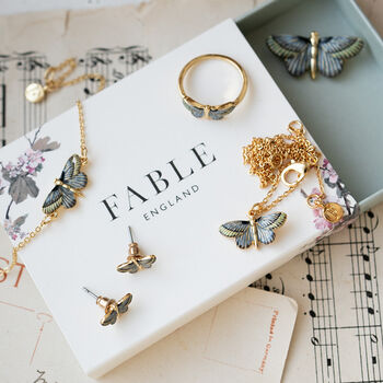 Deco Butterfly Blue Necklace, 5 of 7